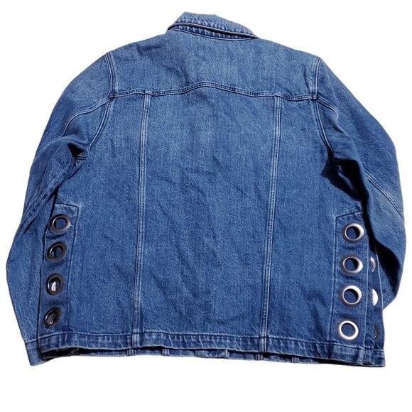 3x1 Hollow Denim Jean Jacket Blue Women's Size Medium Dita Grommets Slouchy - Picture 2 of 13